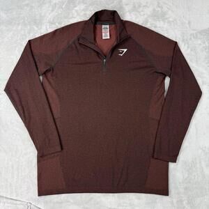Gymshark Sport Seamless 1/4 Zip Baked Maroon Red Men Size XL Compression Fitness